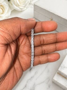 3MM D VVS Luxury Moissanite Diamond Alternative Tennis Bracelet 925 Silver